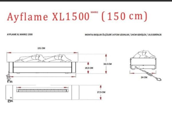 150 cm 3 Boyutlu Elektrikli Şömine (Isısız, Ses Efektli) - Görsel 8