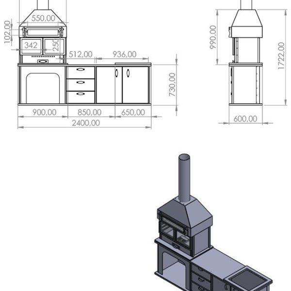 Mutfak ve Fırınlı Barbekü (2.4 Metre)