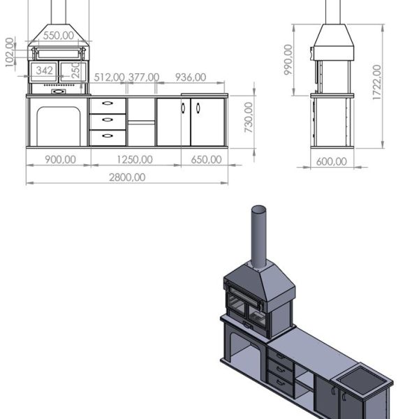 Mutfak ve Fırınlı Barbekü (2.8 Metre)